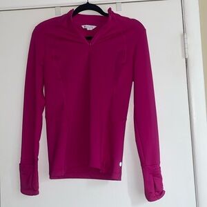 Athleta FUCHSIA PINK 1/4 Zip Up Long Thumb Hole Sleeve High Neck Top small s